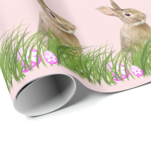 Osterhase im Gras mit Eiern Geschenkpapier (Rolleneckpunkt)