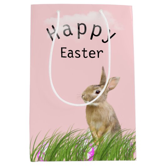 Osterhase im Gras mit Eiern Mittlere Geschenktüte (Vorderseite)