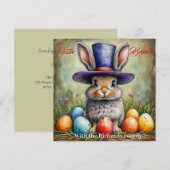 Osterhase im Hut Dankeskarte (Vorne/Hinten)