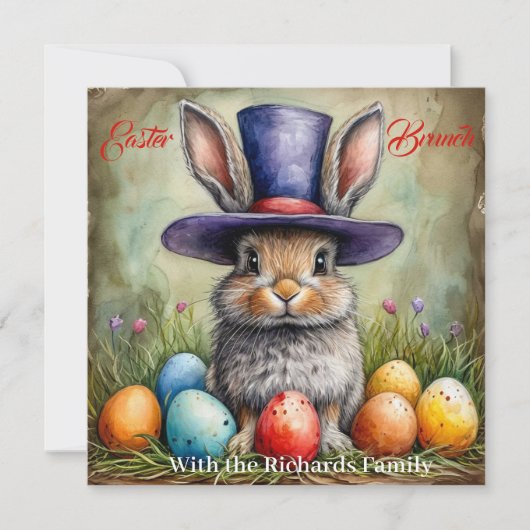 Osterhase im Hut Dankeskarte (Vorderseite)