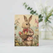 Osterhase im Jackett im Vintage-Stil Postkarte (Stehend Vorderseite)