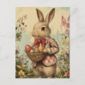 Osterhase im Jackett im Vintage-Stil Postkarte (Vorderseite)