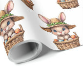 Osterhase im Korb gestrichener Eier Geschenkpapier (Rolleneckpunkt)
