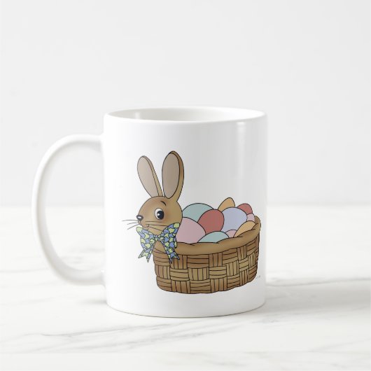 Osterhase im Korb mit Eiern Kaffeetasse (Links)