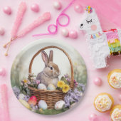 Osterhase im Korb Pappteller (Party)