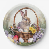 Osterhase im Korb Pappteller (Vorderseite)