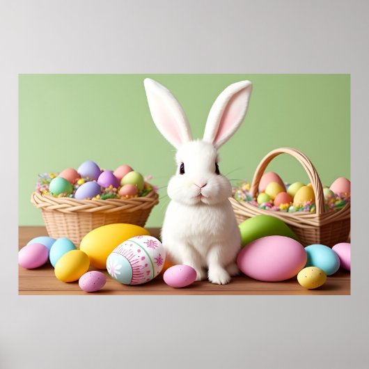 Osterhase im Korb Poster (Vorne)