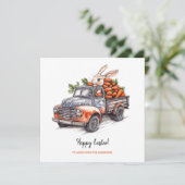 Osterhase im rustikalen Vintagen Lastwagen Karte (Stehend Vorderseite)