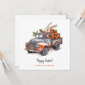 Osterhase im rustikalen Vintagen Lastwagen Karte (Vorderseite/Rückseite Beispiel)