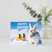 Osterhase im Schnee Postkarte (Stehend Vorderseite)