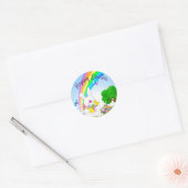 Osterhase im Springtime Niedlicher Regenbogen Runder Aufkleber (Umschlag)