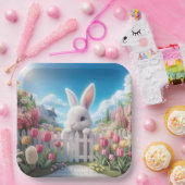 Osterhase im Tulip Garten Pappteller (Party)