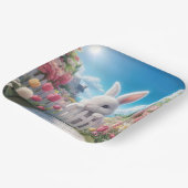 Osterhase im Tulip Garten Pappteller (Gewinkelt)