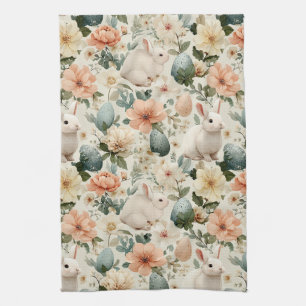 Osterhase im Vintage-Blumenstil (10) Geschirrtuch