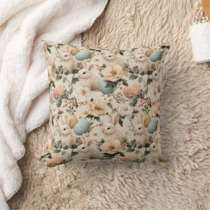 Osterhase im Vintage-Blumenstil (1) Kissen