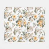 Osterhase im Vintage-Blumenstil (2) Fleecedecke (Vorderseite (Horizontal))