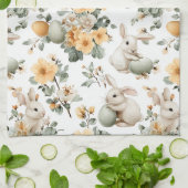 Osterhase im Vintage-Blumenstil (2) Geschirrtuch (Gefaltet)