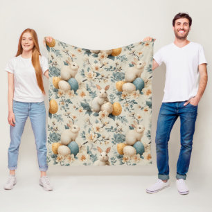 Osterhase im Vintage-Blumenstil (3) Fleecedecke