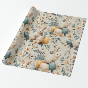 Osterhase im Vintage-Blumenstil (3) Geschenkpapier