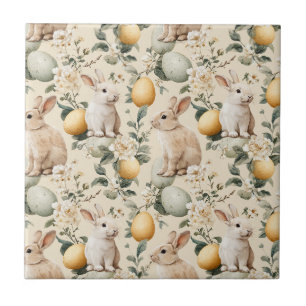 Osterhase im Vintage-Blumenstil (5) Fliese