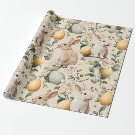 Osterhase im Vintage-Blumenstil (5) Geschenkpapier (Ungerollt)