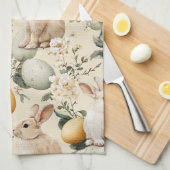 Osterhase im Vintage-Blumenstil (5) Geschirrtuch (Viertel Falte)