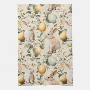 Osterhase im Vintage-Blumenstil (5) Geschirrtuch