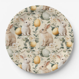 Osterhase im Vintage-Blumenstil (5) Pappteller