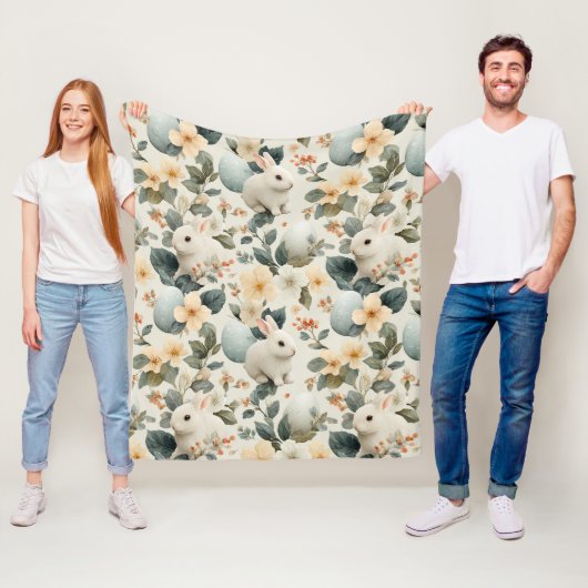 Osterhase im Vintage-Blumenstil (6) Fleecedecke (Beispiel)