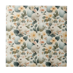 Osterhase im Vintage-Blumenstil (6) Fliese