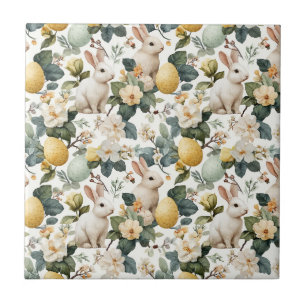 Osterhase im Vintage-Blumenstil (7) Fliese