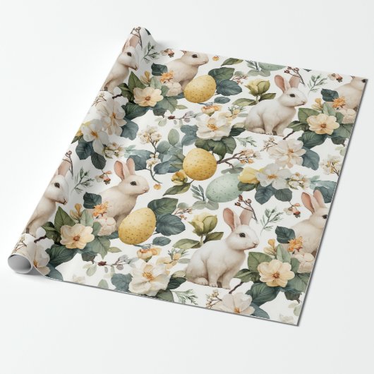 Osterhase im Vintage-Blumenstil (7) Geschenkpapier (Ungerollt)