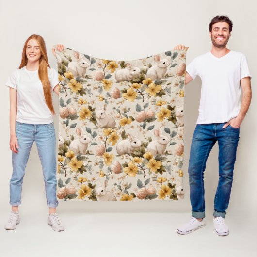 Osterhase im Vintage-Blumenstil (8) Fleecedecke (Beispiel)