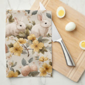 Osterhase im Vintage-Blumenstil (8) Geschirrtuch (Viertel Falte)