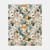 Osterhase im Vintage-Blumenstil (9) Fleecedecke (Vorderseite)