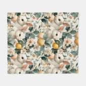 Osterhase im Vintage-Blumenstil (9) Fleecedecke (Vorderseite (Horizontal))