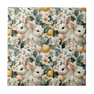 Osterhase im Vintage-Blumenstil (9) Fliese