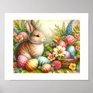 Osterhase im Vintage-Garten  Poster