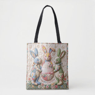 Osterhase im Vintage-Look, Faux-Patchwork-Quilt-Dr Tasche