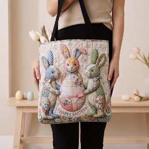 Osterhase im Vintage-Look, Faux-Patchwork-Quilt-Dr Tasche