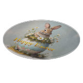 Osterhase im Vintage-Stil mit Gänseblümchen Schneidebrett (Ecke)