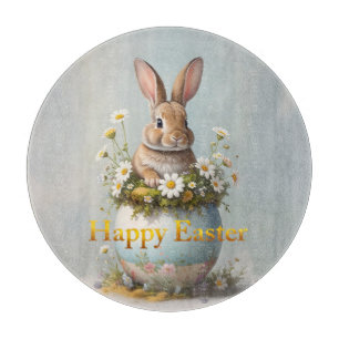 Osterhase im Vintage-Stil mit Gänseblümchen Schneidebrett