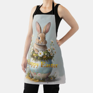 Osterhase im Vintage-Stil mit Gänseblümchen Schürze