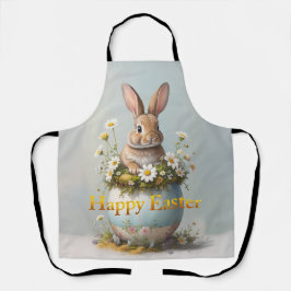 Osterhase im Vintage-Stil mit Gänseblümchen Schürze