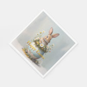 Osterhase im Vintage-Stil mit Gänseblümchen Serviette (Ecke)