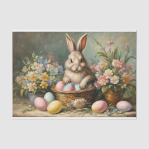 Osterhase im Vintage-Stil mit Ostereiern und Blume Seidenpapier