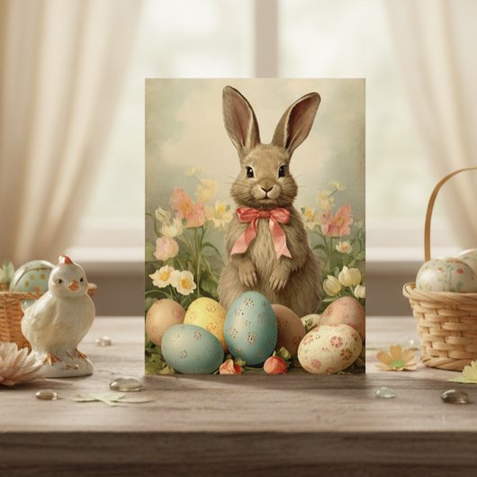 Osterhase im Vintage-Stil Postkarte