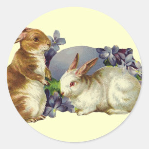 Osterhase im Vintage-Stil Runder Aufkleber