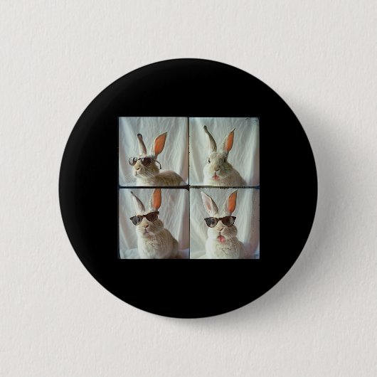 Osterhase im Vintagen Foto Button (Vorderseite)