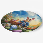 Osterhase im Wald Pappteller (Schrägansicht)